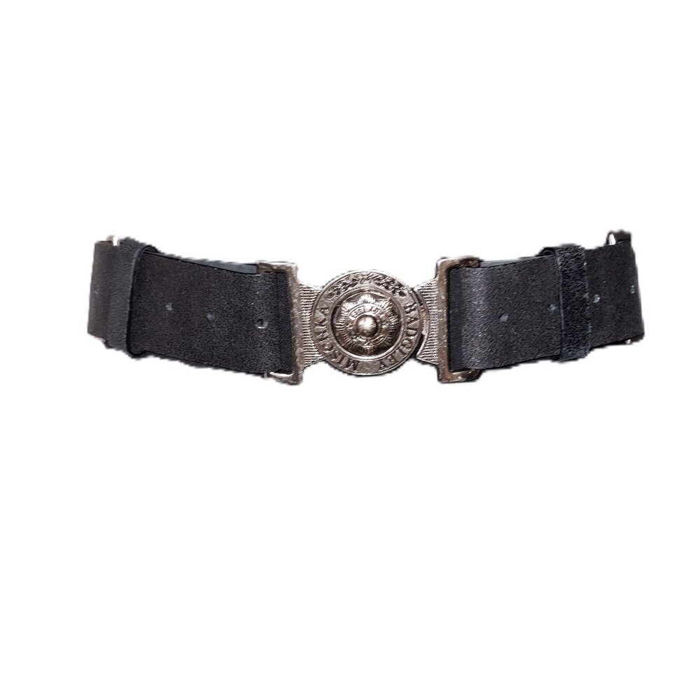 Badgley Mischka Distressed Black/Metallic Adjustable Belt - L